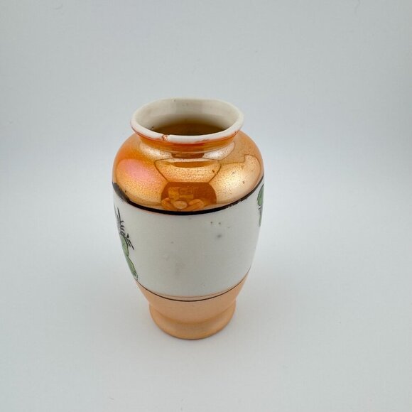 Vintage Lusterware Vase Hand Painted Made In Japan Flower Floral Design - Picture 8 of 9